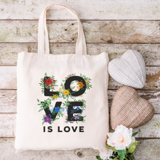 Mooie Floral Love is Love Pride Tote Bag