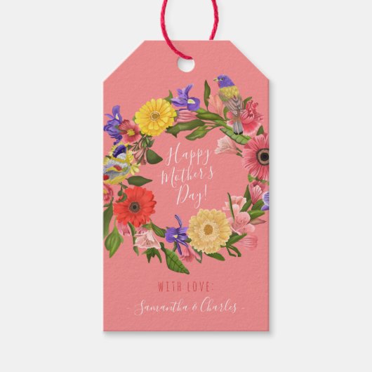 Mooie, floral met Happy Moederdag Cadeaulabel (Voorkant)