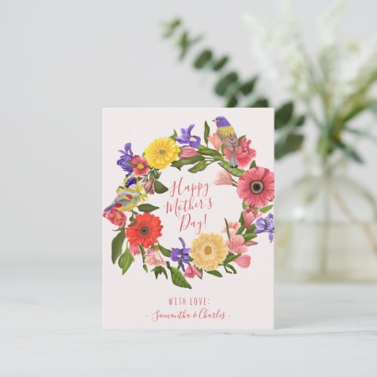 Mooie, floral met Happy Moederdag Kaart (Staand voorkant)