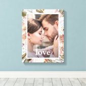 Mooie Floral met Love Typografie Foto Canvas Afdruk (Insitu (Houten vloer))