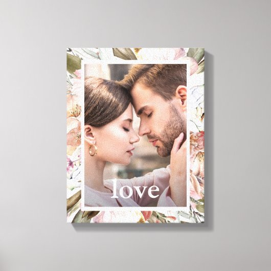 Mooie Floral met Love Typografie Foto Canvas Afdruk (Voorkant)
