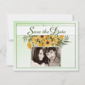 Mooie Floral met Rings & Pic Save the Date Kaart (Voorkant)