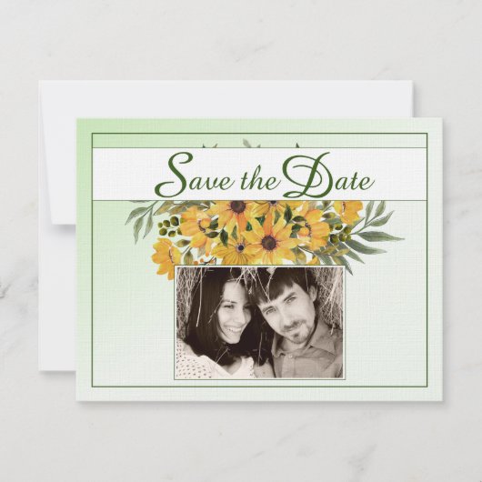 Mooie Floral met Rings & Pic Save the Date Kaart (Voorkant)