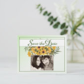Mooie Floral met Rings & Pic Save the Date Kaart (Staand voorkant)