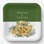 Mooie Floral met Rings Wedding Papieren Bordje (Voorkant)