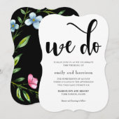 Mooie Floral met Whimsical Typography Wedding Kaart (Voorkant / Achterkant)