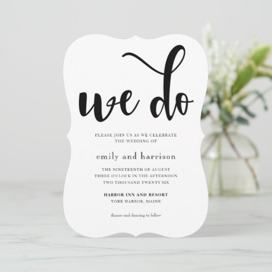Mooie Floral met Whimsical Typography Wedding Kaart (Staand voorkant)