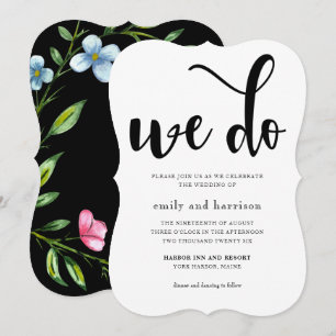 Mooie Floral met Whimsical Typography Wedding Kaart