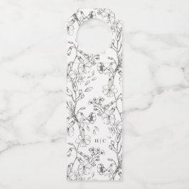 Mooie Floral Monogram Sketched Wedding Flessenhanger
