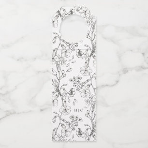Mooie Floral Monogram Sketched Wedding Flessenhanger