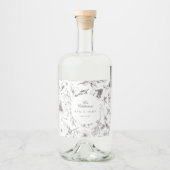 Mooie Floral Monogram Sketched Wedding Likeurfles Etiket (Voorkant)