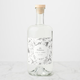 Mooie Floral Monogram Sketched Wedding Likeurfles Etiket