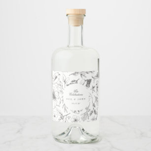 Mooie Floral Monogram Sketched Wedding Likeurfles Etiket