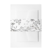 Mooie Floral Monogram Sketched Wedding Uitnodigingen Wikkel (Voorkant Voorbeeld)