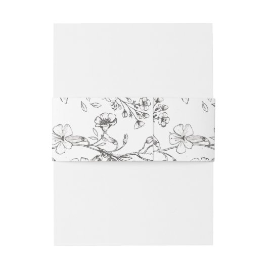 Mooie Floral Monogram Sketched Wedding Uitnodigingen Wikkel (Achterkant Voorbeeld)