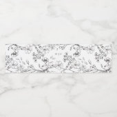 Mooie Floral Monogram Sketched Wedding Waterfles Etiket (Enkel label)