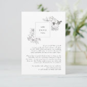 Mooie Floral Monogram Sketched Wreath Wedding Informatiekaartje (Staand voorkant)