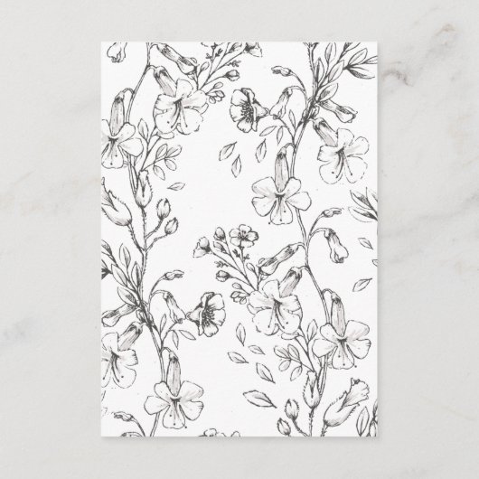 Mooie Floral Monogram Sketched Wreath Wedding Informatiekaartje (Achterkant)