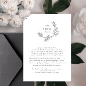 Mooie Floral Monogram Sketched Wreath Wedding Informatiekaartje