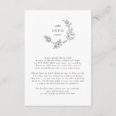 Mooie Floral Monogram Sketched Wreath Wedding Informatiekaartje (Voorkant)