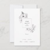 Mooie Floral Monogram Sketched Wreath Wedding RSVP Kaartje (Voorkant)