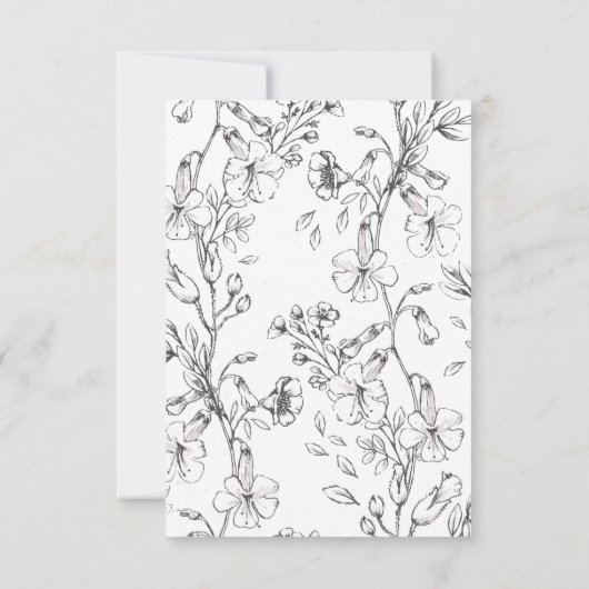 Mooie Floral Monogram Sketched Wreath Wedding RSVP Kaartje (Achterkant)