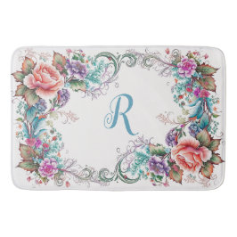 Mooie Floral Monogrammed Badmat