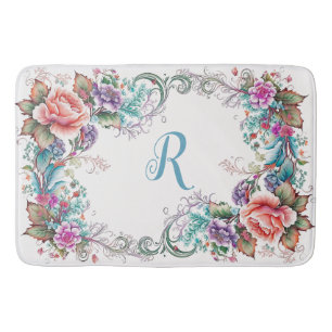 Mooie Floral Monogrammed Badmat