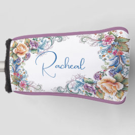 Mooie Floral Monogrammed Golf Head Hoesje Golfheadcover