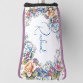 Mooie Floral Monogrammed Golf Head Hoesje Golfheadcover (Draai 90)