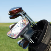 Mooie Floral Monogrammed Golf Head Hoesje Golfheadcover (Insitu)