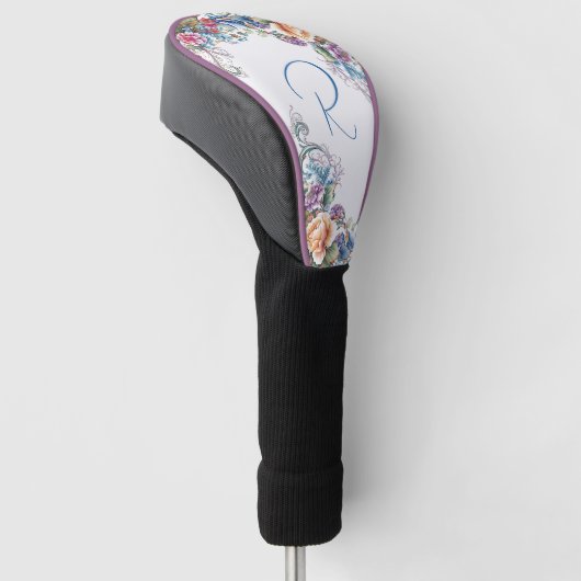 Mooie Floral Monogrammed Golfheadcover (Schuin)