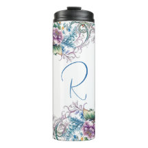 Mooie Floral Monogrammed Thermal Tumbler
