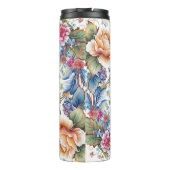Mooie Floral Monogrammed Thermal Tumbler Thermosbeker (Achterkant)