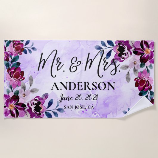 Mooie Floral Mr. & Mrs Wedding of Jubileum Strandlaken (Voorkant)