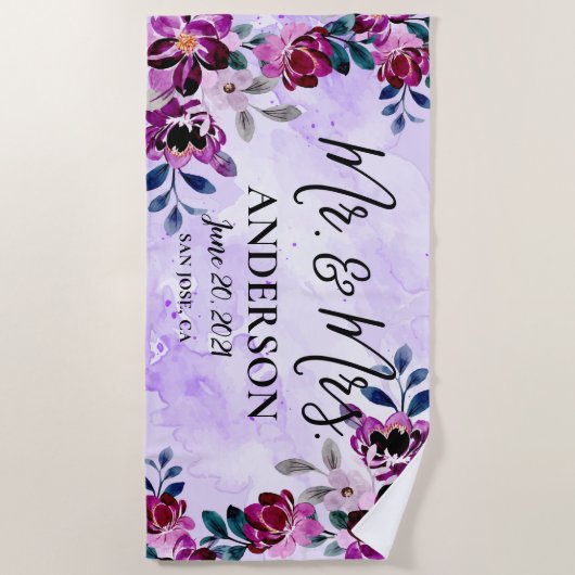 Mooie Floral Mr. & Mrs Wedding of Jubileum Strandlaken (Voorkant)