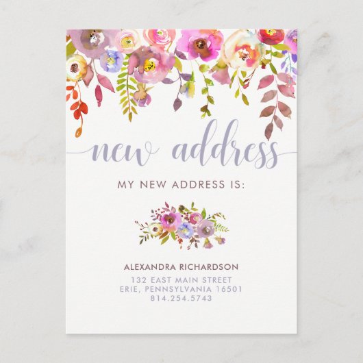 Mooie Floral | Nieuwe aankondiging adreswijziging (Voorkant)