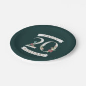 Mooie Floral Numeras 20th Birthday Papieren Bordje (Gekanteld)