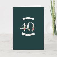 Mooie Floral Numeras 40th Jubileum Kaart
