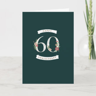 Mooie Floral Numeras 60th Jubileum Kaart