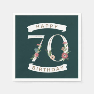 Mooie Floral Numeras 70th Birthday Servet