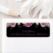 Mooie Floral Paars en zwart Etiket (Insitu)