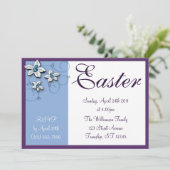 Mooie Floral Paasblauwe feestdagen Kaart (Staand voorkant)