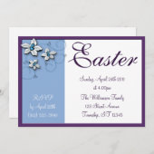 Mooie Floral Paasblauwe feestdagen Kaart (Voorkant / Achterkant)
