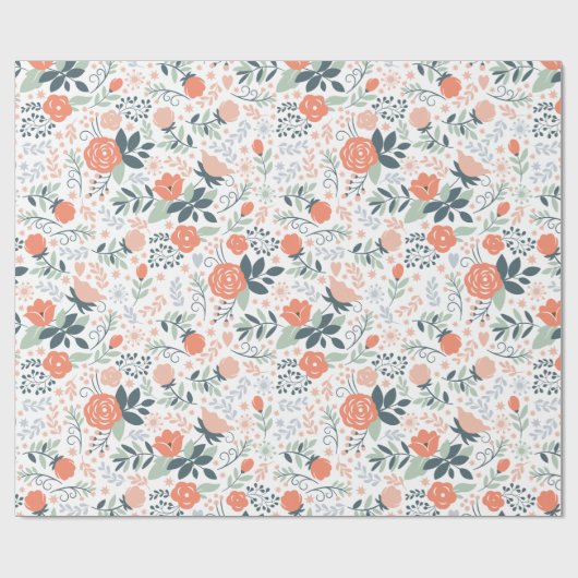 Mooie Floral Pattern Girly Cadeaupapier (Vlak)