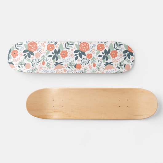 Mooie Floral Pattern Girly Persoonlijk Skateboard (Horizontaal)