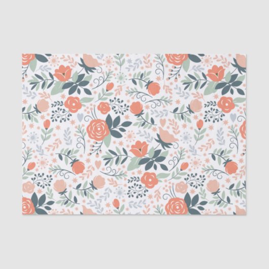 Mooie Floral Pattern Girly Tissuepapier (Voorkant)