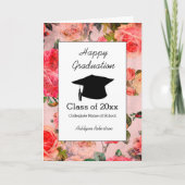 Mooie Floral Pink-Afstuderen Kaart (Voorkant)