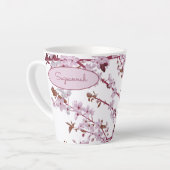 Mooie Floral Pink Cherry Blossom Custom Latte Mok (Linkerhoek)