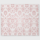 Mooie Floral Pink en White Damask Design Cadeaupapier (Vlak)